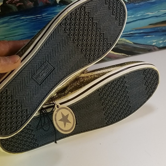 Converse one star sparkly gold slip on shoes S 5.5 - Picture 5 of 7